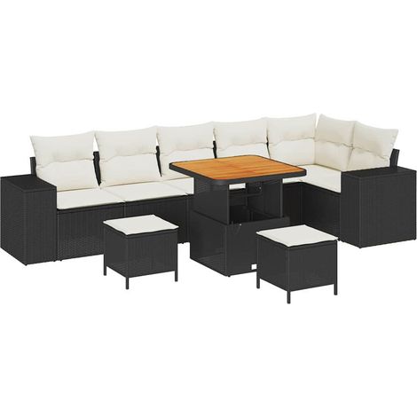 Maison Exclusive - Gartensofa-set mit Kissen 9 pcs Schwarz Poly-R