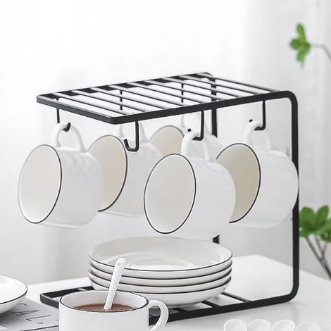 1 Porte-gobelet Métal, Support Tasses Acier Crochets, Rangement Vertical Cuisine Bar Restaurant (1/4)