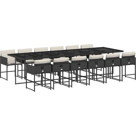 Maison Exclusive - 13-tlg. Garten-Essgruppe mit Kissen Schwarz Po