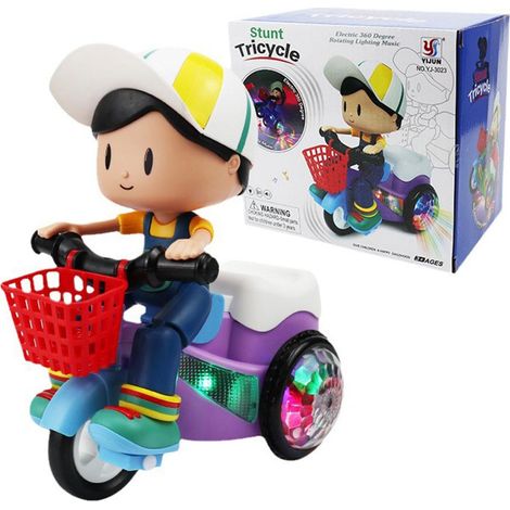 Tricycle acrobatique rotatif pour enfants, jouet électrique avec musique et lumières, idéal pour les garçons et les filles de 1 à 3 ans (sans piles). (1/5)