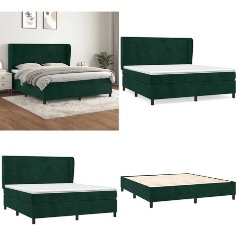 Sommier à lattes de lit et matelas Vert foncé 180x200cm Velours - Lit Tapissier - Lit Velours - Lit Double - Literie - Chambre À Coucher - Home & Living (1/5)