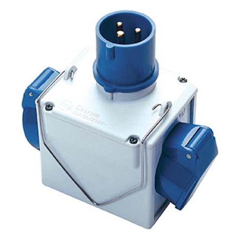 ADATTATORE DOPPIO SPINA BLUPRESA BLU FME  2P+T 16A IP44
