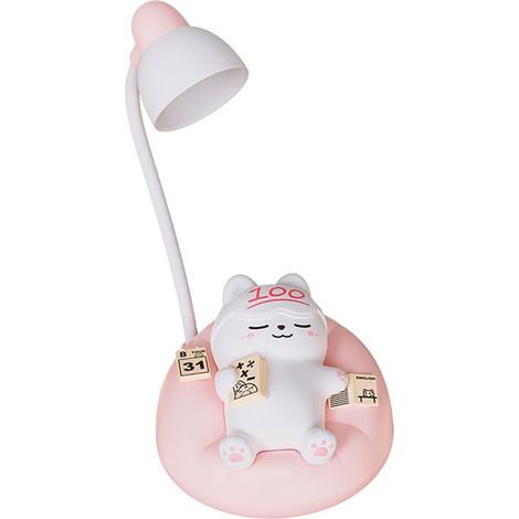 Veilleuse Chat Lampe de Table Animale Lampe Chevet Silicone Enfant Luminosité Réglable Pat Touch Utilisation Facile Adaptée Chambre Bébé Décoration Ch, Rose (1/5)