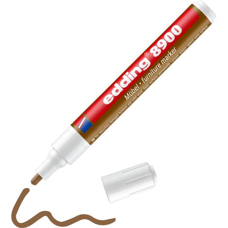Edding – Marqueur de retouche pour meuble noyer clair – Encre couvrante, séchage rapide – Pointe ronde 1,5-2 mm – Pour bois massif et placage (1/5)
