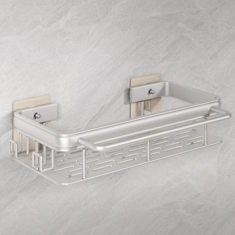 Organizador de fregadero de cocina plateado, sin necesidad de taladrar, organizador de accesorios para esponjas/cepillos/jabón para platos, con toallero y ganchos. (1/5)