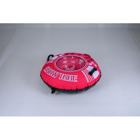 COSTWAY Luge Bouée Gonflable de 107 cm, Traîneau à Neige Robuste avec Sangle de Remorquage Amovible Fond Épaissi Valve 3 en 1 Poignées, Jouets Amusants dhiver pour Enfants Adultes (1/4)