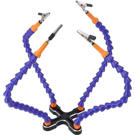 Main d'assistance soudure alliage aluminium 4 bras articulés pinces tierce main bricolage réparation modélisme joaillerie 1 base 4 pinces 4 tubes (1/5)
