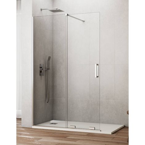 Duschschiebetür 1+1 CIRENE (KENNA) walk-in 115 cm Profil Chrom