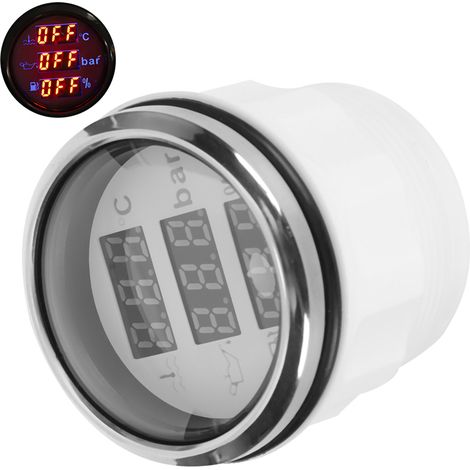 Jauge 3-en-1 européenne standard 0-190Ω : température d'eau, pression d'huile et niveau de carburant, cadran blanc, compteur de tableau de bord 52mm (1/5)