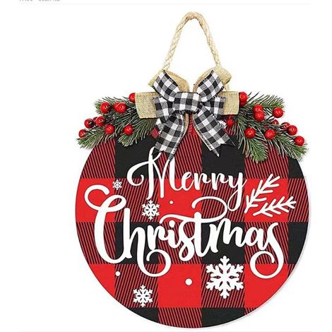 Panneau De Bienvenue De Noël - Bois - 30 Cm De Diamètre - Pour Porte D'Entrée Ou Décoration Intérieure - 1 Pièce