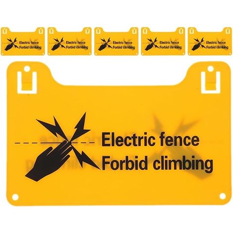 Lot De 6 Panneaux D’Avertissement De Clôture Électrique Panneau Attention Clôture Électrique En Plastique Haute Tension Trous Pré-Perforés Pour Murs Poteaux Et Portails (1/5)