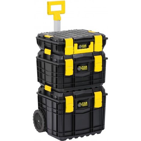 Fartools – Lot de 3 caisses de transport empilables 25kg – Polymères résistants – Locquets ABS et charnières métalliques – Joint étanche – 615365 (1/4)