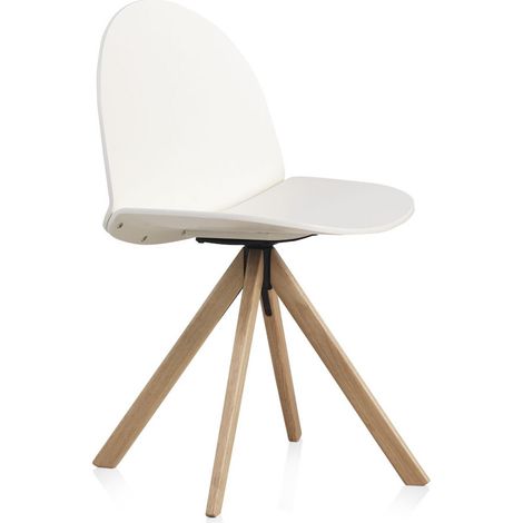 Fauteuil pivotant en bois laqué blanc, lot de 2 (1/5)