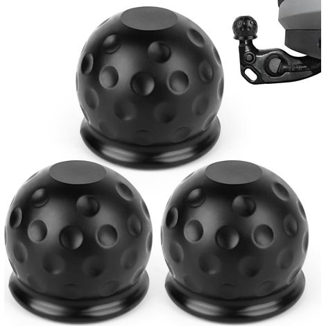 3 Pièces Cache Boule Attelage, Housse de Potection en Caoutchouc, Potecteu de Boule D'attelage de Voitue, pou Boule de emoquage de Voitue (Noi)