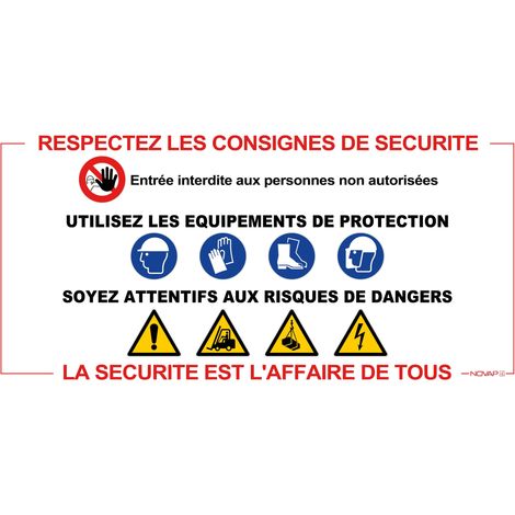 Panneau Respectez les consignes de sécurité. La sécurité est l'affaire de tous - Rigide 960x480mm - 4301020
