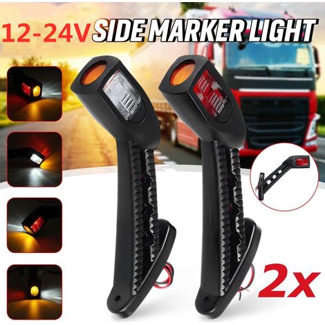 Feux latéraux camion 2 pièces LED tricolore universel, feux de gabarit latéraux pour remorque et poids lourd, clignotants et feux de position, étanches (1/5)