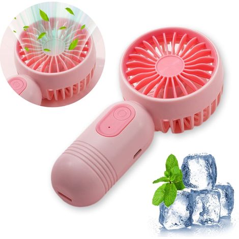 Ventilador portátil mini DIYOO, recargable por USB, de bolsillo, batería de 400 mAh, diseño atractivo, 3 velocidades ajustables, ideal para exteriores, hogar, oficina y viajes - Blanco