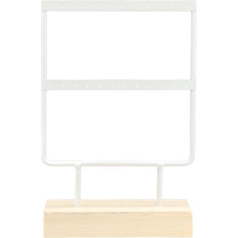 24 trous élégant support de rangement bijoux métal blanc, présentoir à colliers et boucles d'oreilles, organiseur mural pour maison