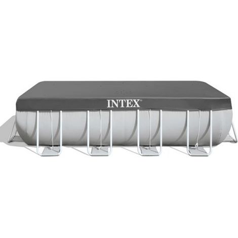 Intex – Bâche de piscine tubulaire rectangulaire 7,32 x 3,66 m – PVC 170 g/m² – Anti-UV – Corde de serrage et crochets inclus