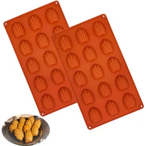 Mini moule set de 2, moule à gâteau en silicone, moule à 15 trous, moule antiadhésif pour mousse au chocolat (rouge) (1/4)