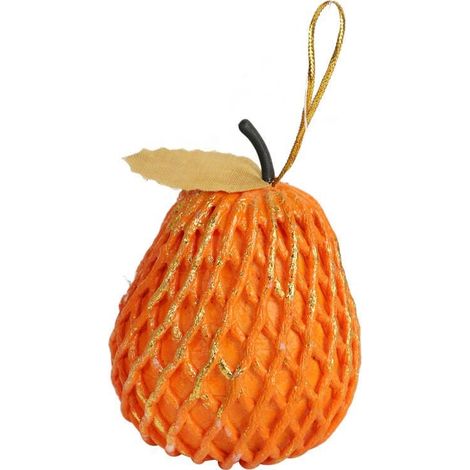 Decorazione natalizia a forma di pera arancione, 8 cm (1/2)