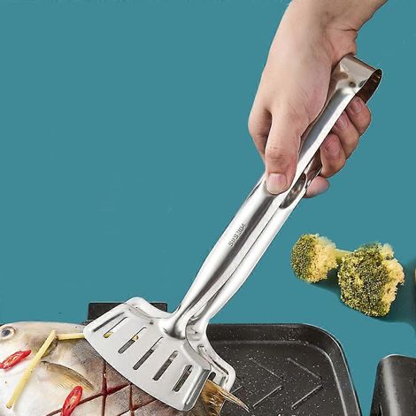Spatules, pinces et clips en acier inoxydable pour retourner les aliments, pour barbecue, pizzas et pains. (1/4)
