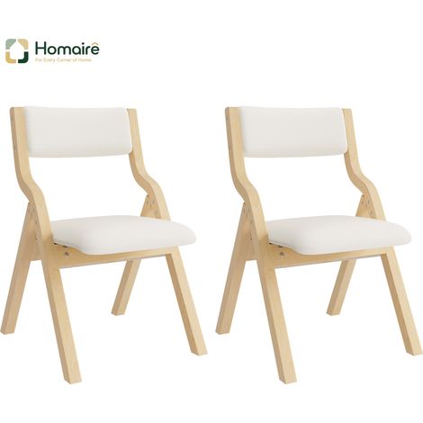 Beige, Esszimmerstuhl aus Massivholz mit Faltfunktion 55 x 49 x 81 cm HOMAIRE (1/5)