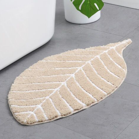 Tapis Douche Absorbant Rapide Forme Naturelle Feuille Antidérapant Épais Duveteux Pour Salle de Bain Familiale-4060cm (1/4)