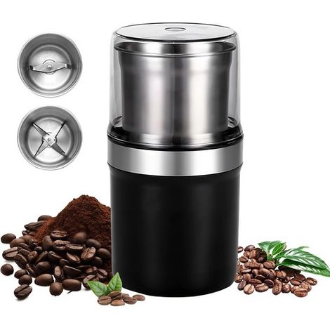 Moulin à café électrique, moulin à café, broyeur à café, moulin à café électrique, broyeur à grains électrique, broyeur à poudre, machine à moudre, double bol en E (1/5)