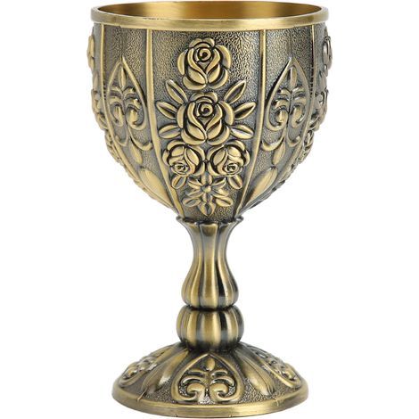 Gobelet à Vin Métal Embossé Motif Fleur Vintage, Détails Exquis, Décoration Maison Cadeau Bronze (1/5)