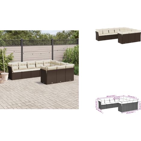 10-tlg. Garten-Sofagarnitur mit Kissen Braun Poly Rattan - Gartensorte - Esszimmergarnituren - Lounge Möbel - Outdoor Sofa - Gartenmöbel Set (1/3)