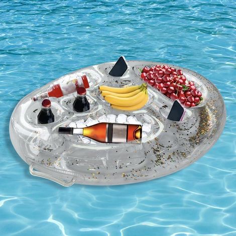 Aufblasbarer Becherhalter, aufblasbarer Becherhalter für den Pool, schwimmende Untersetzer mit großem Fassungsvermögen und 8 Löchern, 2-in-1-Schwimmtablett (1/5)