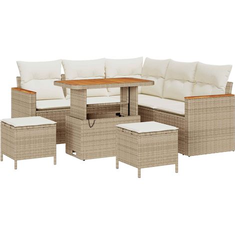 Garden Sofa Set 8 pcs Beige Poly Rattan vidaXL (1/5)