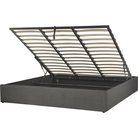 Cama con somier de poliéster gris oscuro 180 x 200 cm sin cabecero almacenaje Dinan