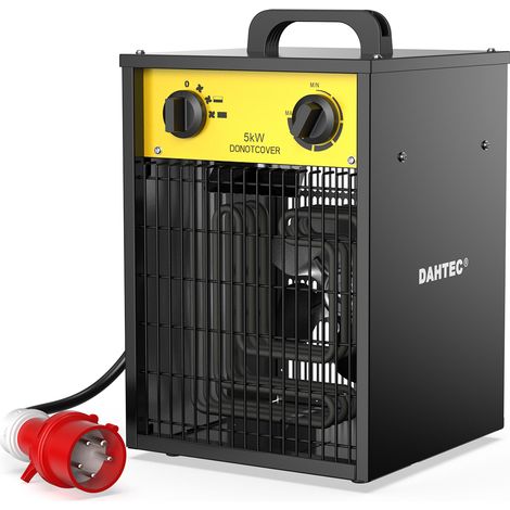 Chauffage Électrique Industriel 5000W - Robuste, Soufflant avec Thermostat & Protection Surchauffe pour Chantier & Garage - DAHTEC
