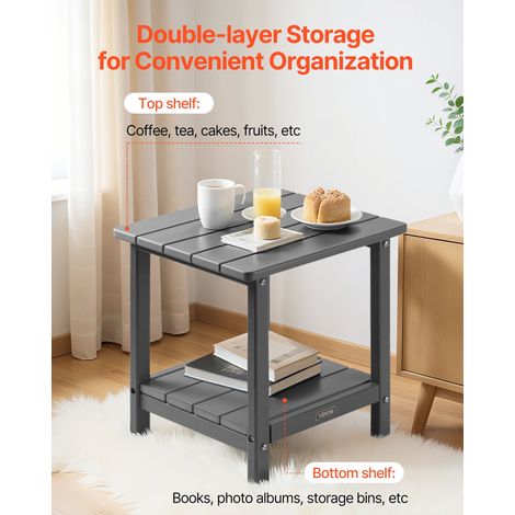 Table d'Appoint Extérieur Jardin - 2 Niveaux - 45 x 38 x 44 cm (1/5)