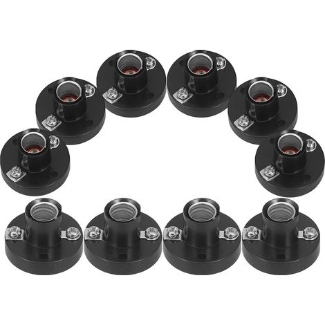 10pcs Douille E10 pour Ampoule Noire en Plastique Design à Vis et Tête Plate, Solution D'éclairage Pratique et Flexible pour Bureaux et Éclairage Intérieur (1/5)