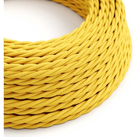 Creative-Cables, Cavo elettrico rivestito in tessuto, 2 x 0,75 mm², 50 m, Giallo Mais TM10, Trecciato, effetto seta