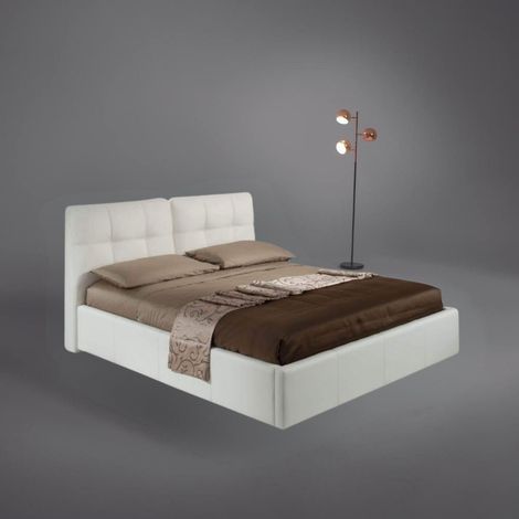 Letto matrimoniale con contenitore Melia ecopelle colore bianco (1/5)