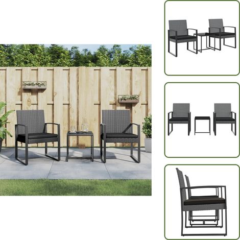 Cuscini da seduta - vidaXL Set Pranzo da Giardino 3 pz con Cuscini Rattan PP Grigio Scuro - Mobili da esterno