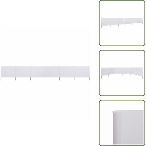 The Living Store Paravento a 6 Pannelli in Tessuto 800x120 cm Bianco Sabbia - Paravento in tessuto