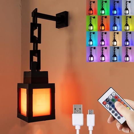 Veilleuse lanterne Minecraft - LED 16 couleurs, rechargeable et télécommandée [ZHE]