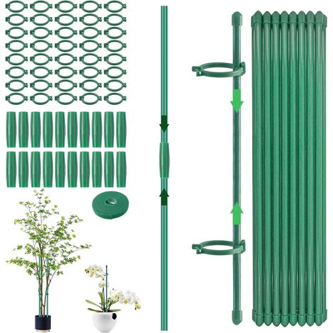 (121PCS) 20 Pièces Tuteur Plante Interieur,avec 20 Tubes d'extension,40 Capuchons de Protection,40 Attaches en Plastique,1 Auto-agrippant,Tuteur Plantes pour Fixation de Orchidées,Pivoines (1/5)