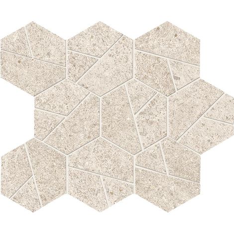 Mosaïque effet Pierre Calcaire Blanc Craie Hexa 28,5x25x0,9 cm Mat Domella - Sol et mur intérieur (vendu par carton de 0,428 m²) - RO'MA CARRELAGE