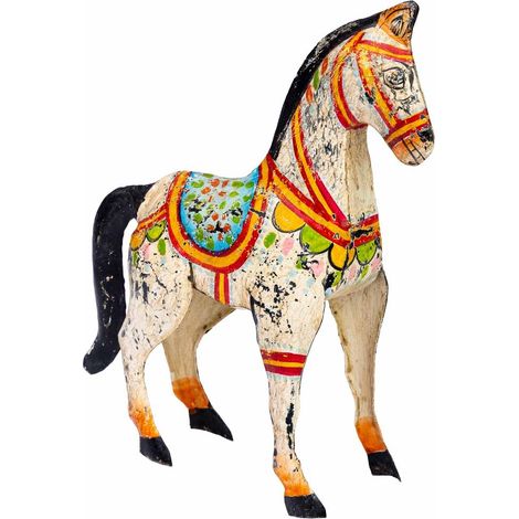 Caballo decorativo de metal pintado envejecido 22x7x24 (1/5)