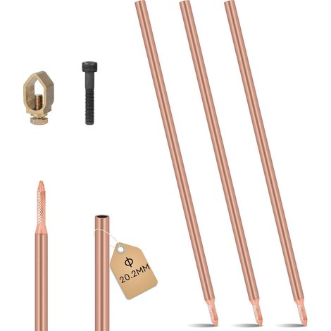 3 x Tige de Terre 1 m φ20,2 mm en Acier au Carbone (1/5)