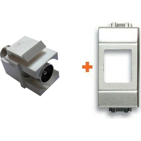 Keystone presa TV diretta IEC maschio compatibile VimarIdea bianca