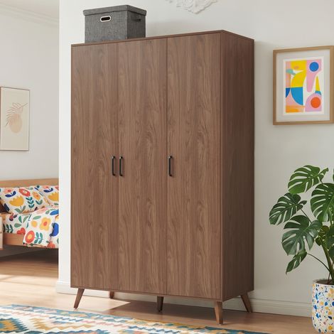Armadio Guardaroba Norg con 3 Ante e 4 Scomparti 191x120x52 cm - Effetto Noce [en.casa] (1/5)