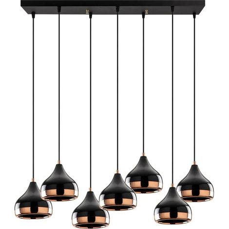 [NEUWERTIG] B-Ware Opviq Hängeleuchte Pendelleuchte Yildo 6894 Schwarz Kupfer Metall 7 Flammig
