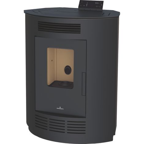 BRONPI - Estufa de Pellet de Rincón Color Negro Modelo NINA-NE de 9 kW